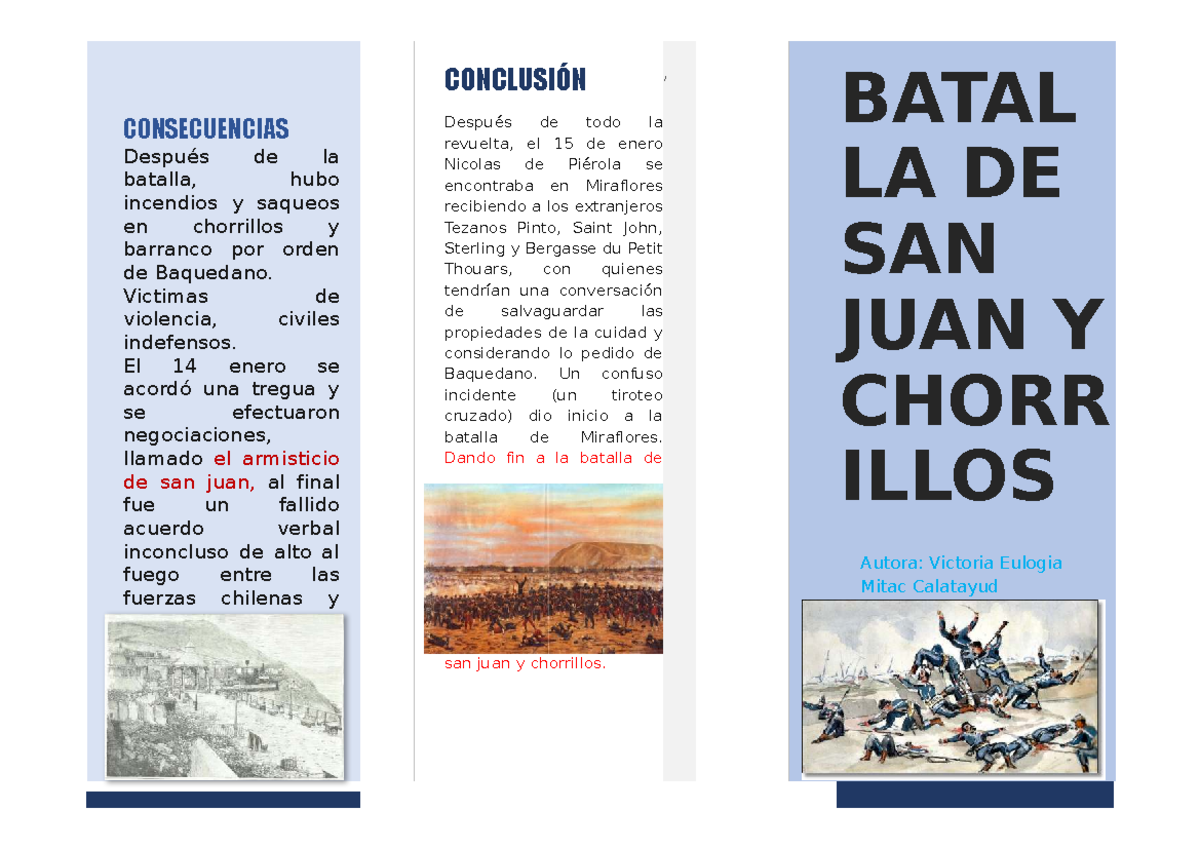 Tríptico sobre la Batalla de San Juan y Chorrillos - Studocu