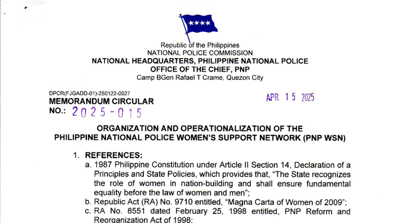 Memorandum Circular No. 015: Operationalizing the PNP Women Support ...
