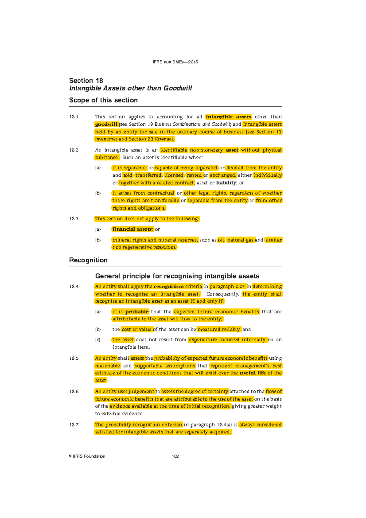IFRS for SMEs: Section 18 - Intangible Assets Overview - Studocu