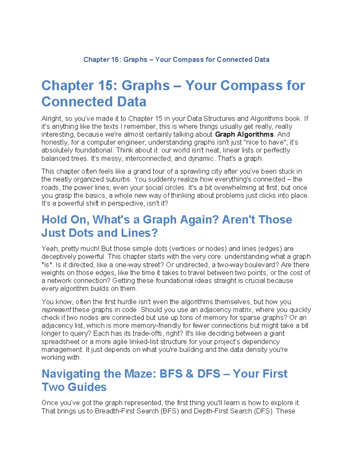Data Structures and Algorithms: Chapter 15 - Understanding Graphs - Studocu