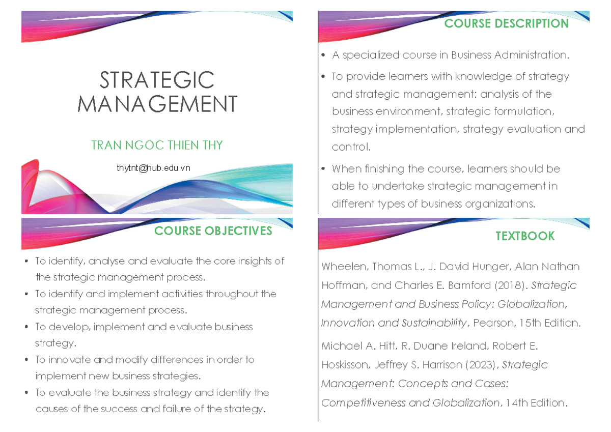 Strategic Management Course Overview (BUS 2024) - Studocu