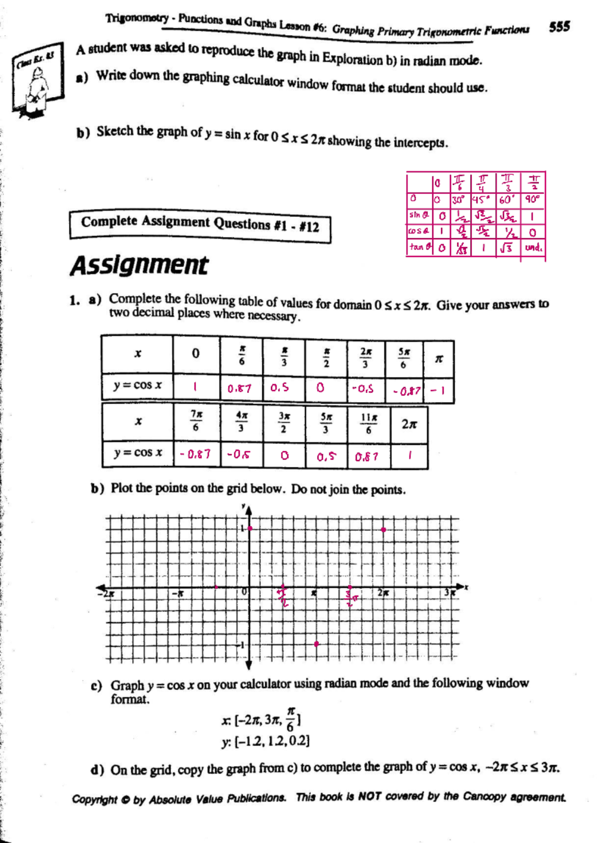 Assignment 6: Trigonometry Functions & Graphs Practice for Test - Studocu
