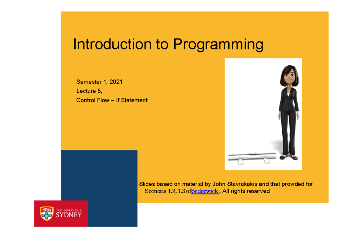 L05 if statement - Introduction to Programming Semester 1, 2021 Lecture ...