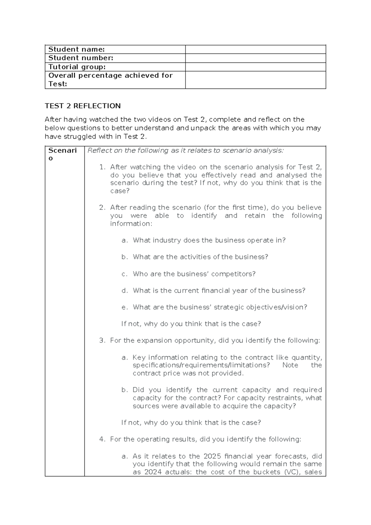 Test 2 Reflection: Analyzing Performance and Understanding Concepts ...