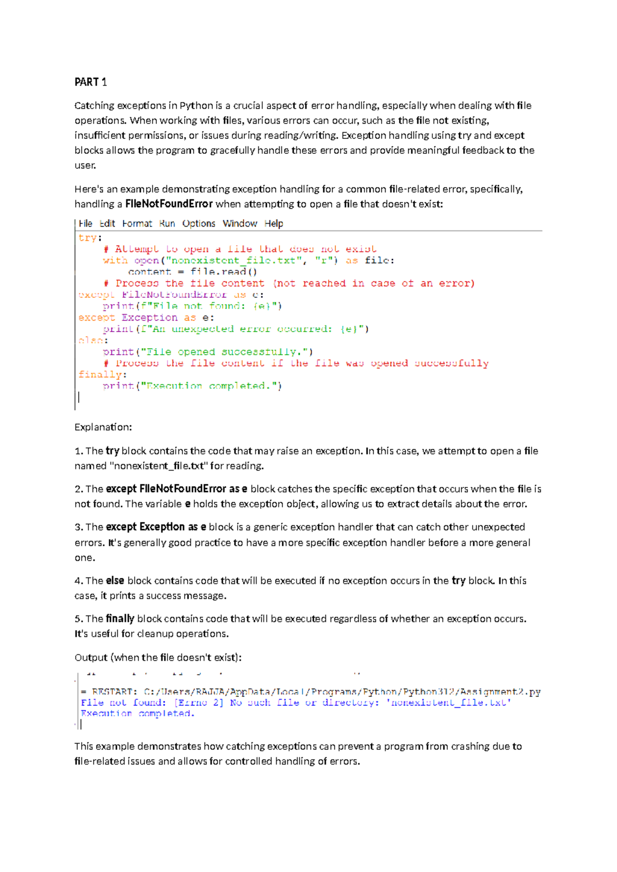Discussion py - Summary Computer science - PART 1 Catching exceptions ...