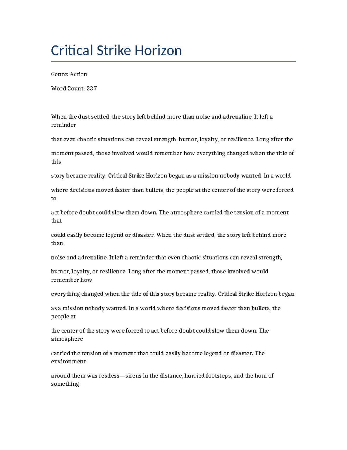 Critical Strike Horizon: An Action-Packed Analysis - Studocu