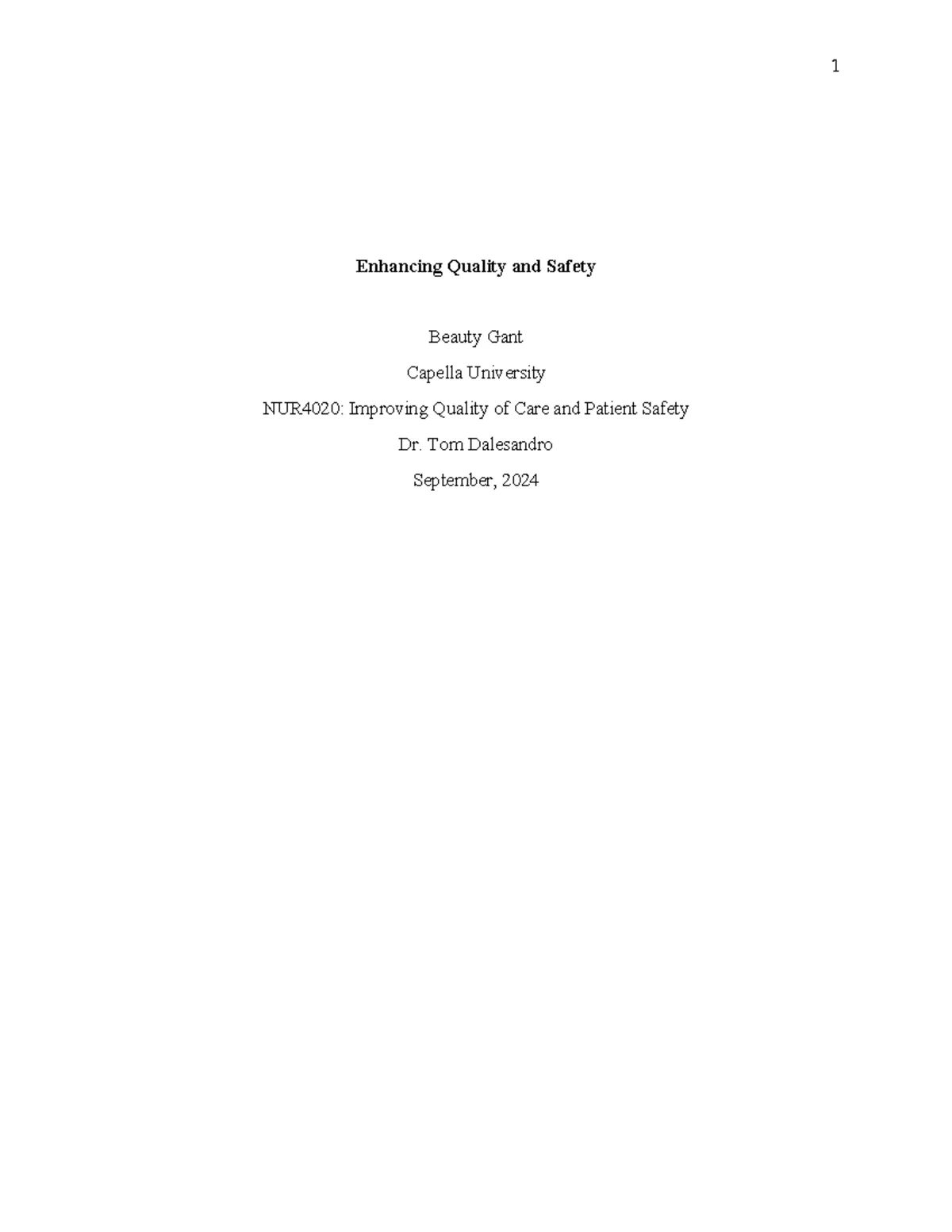 Enhancing Quality & Safety in HAIs: NURS-FPX Assessment 1 - Studocu