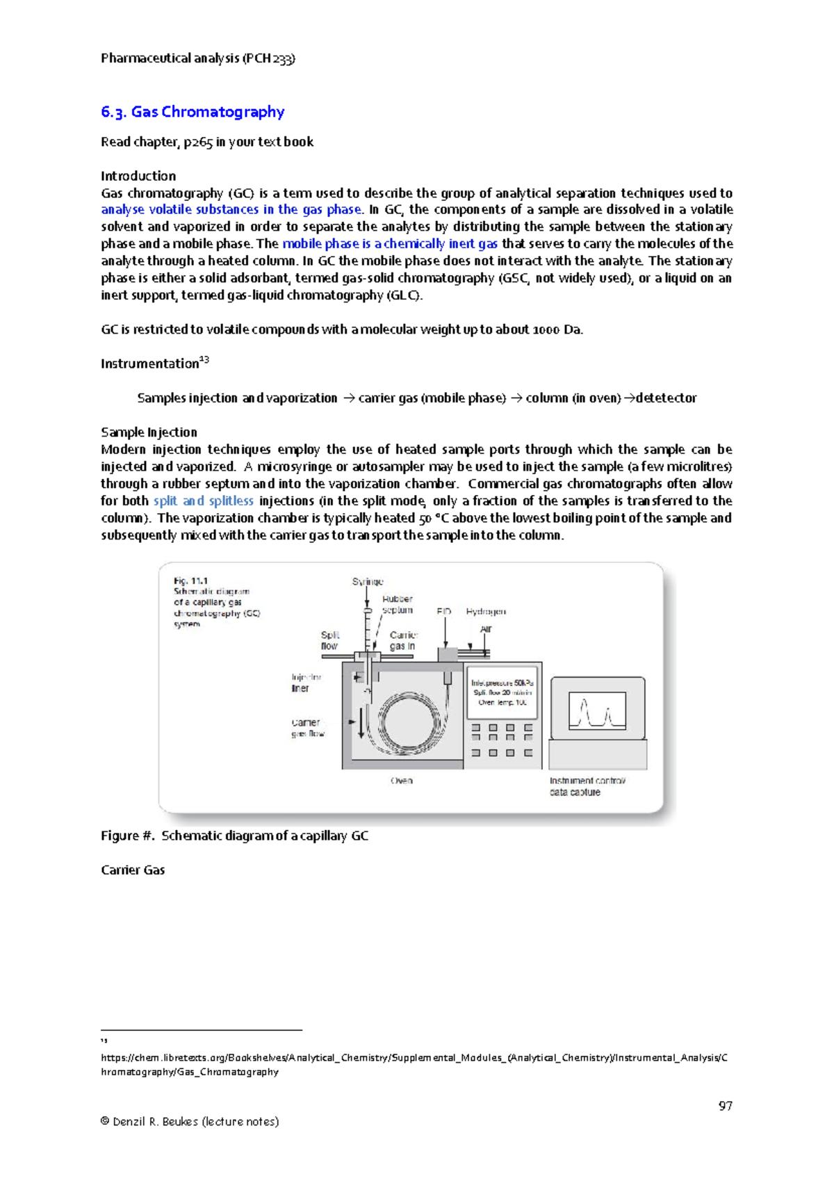 Gas Chromatography Principles in Pharmaceutical Analysis (PCH233) - 97 ...