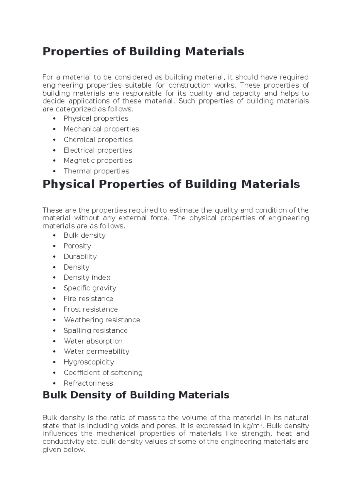 Properties of Building Materials: Engineering Insights and Applications ...