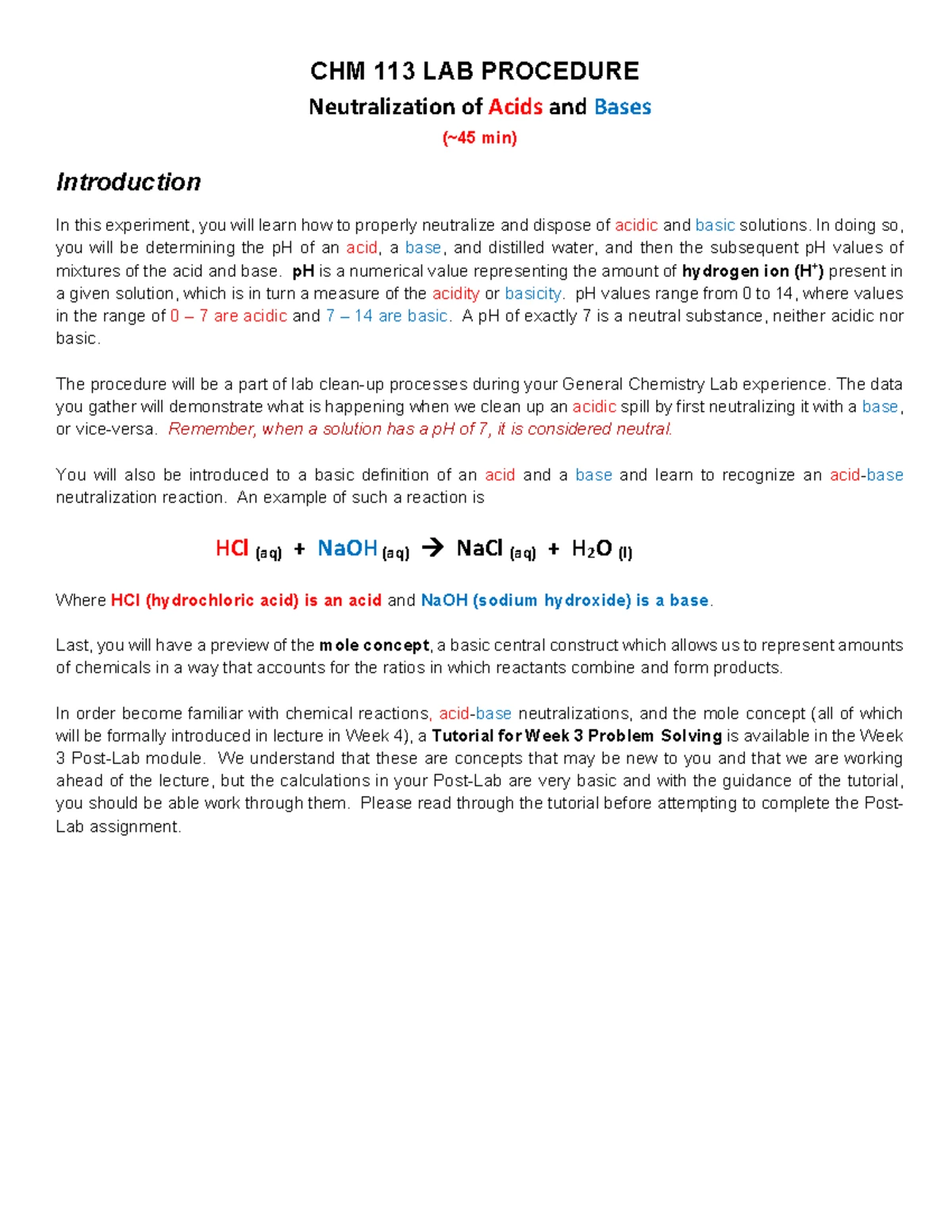 CHM Lab 2a Safety Contract and Procedures Guide - Studocu
