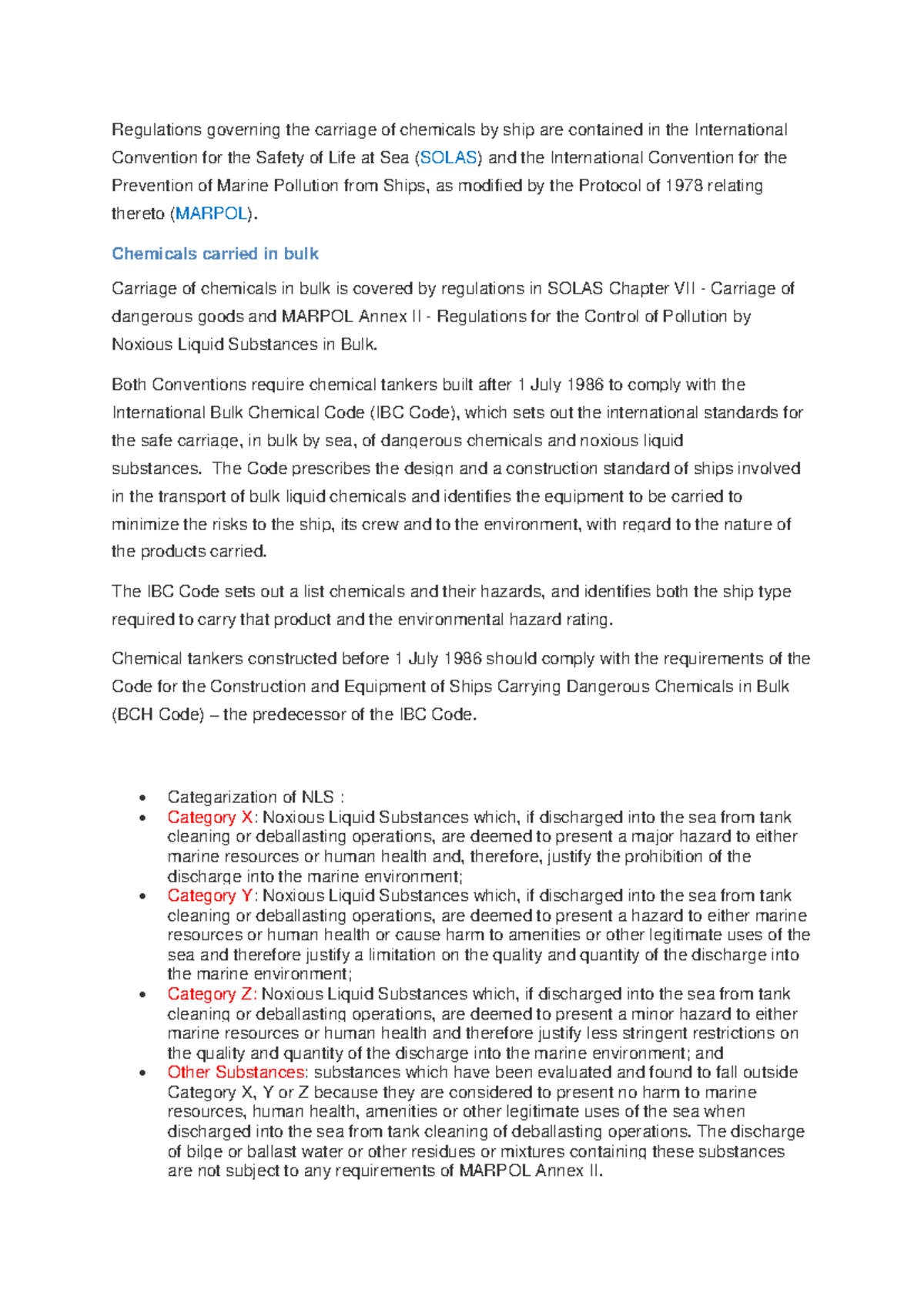 CHEM TKR Discharge Criteria: MARPOL & IBC Code Regulations - Studocu