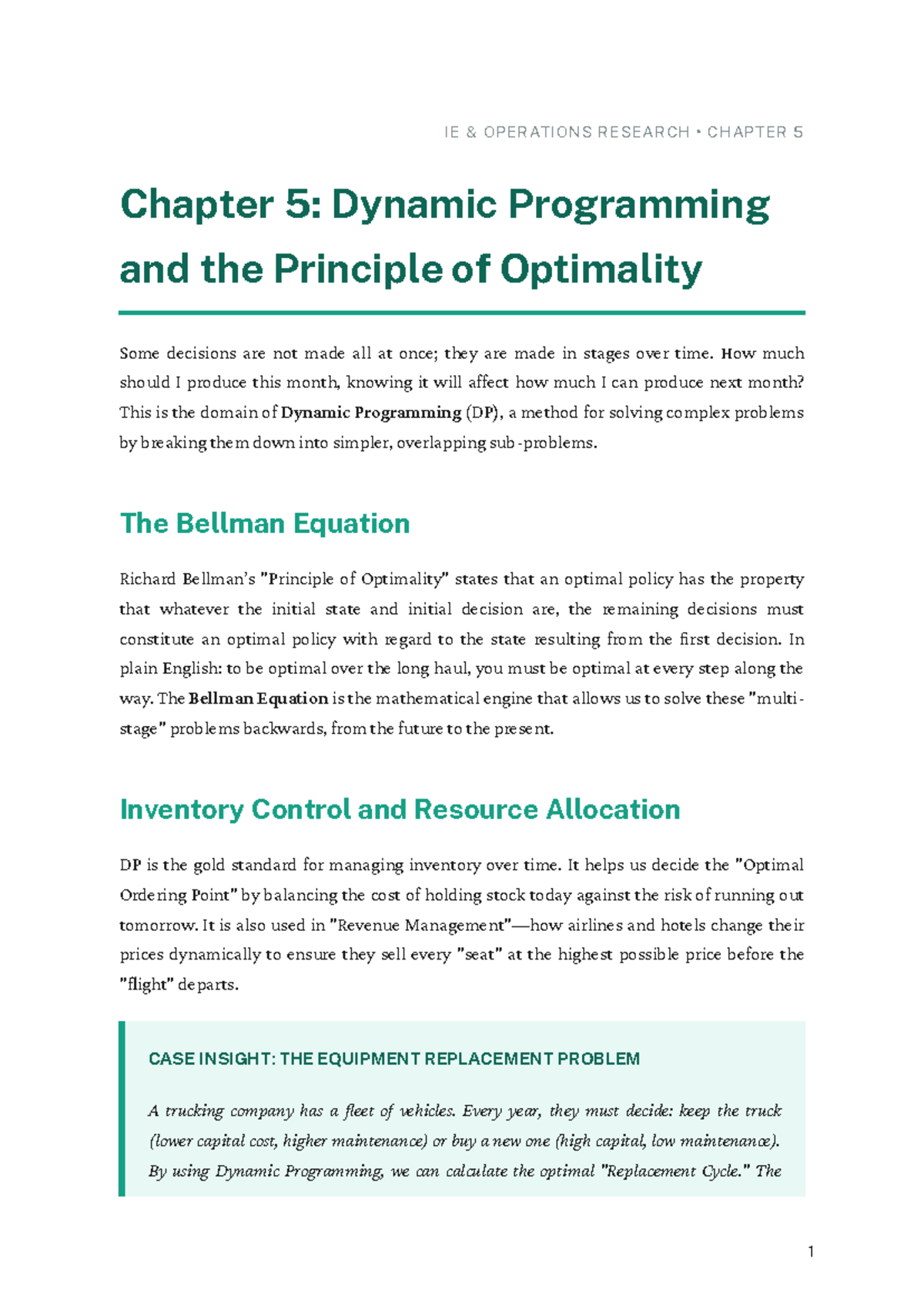 IE OPERATIONS RESEARCH CHAPTER 5: Dynamic Programming Insights - Studocu