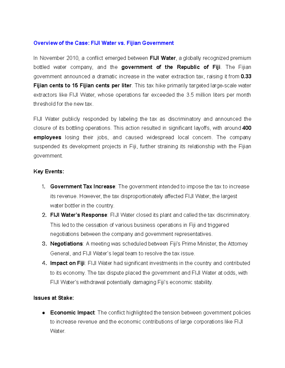 [NEGO] FIJI Water vs. Fijian Gov: Case Study on Tax Dispute Resolution ...