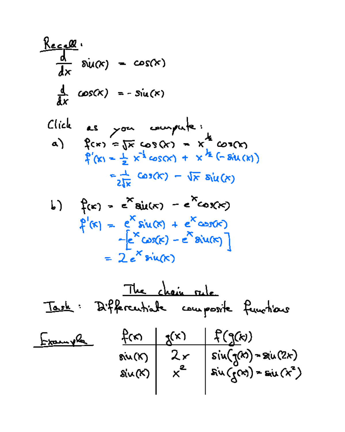 Calculus Lecture Notes: Differentiation and Chain Rule - Studocu
