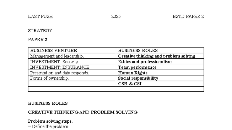 2025 BSTD Paper 2: Strategies for Management & Leadership - Studocu