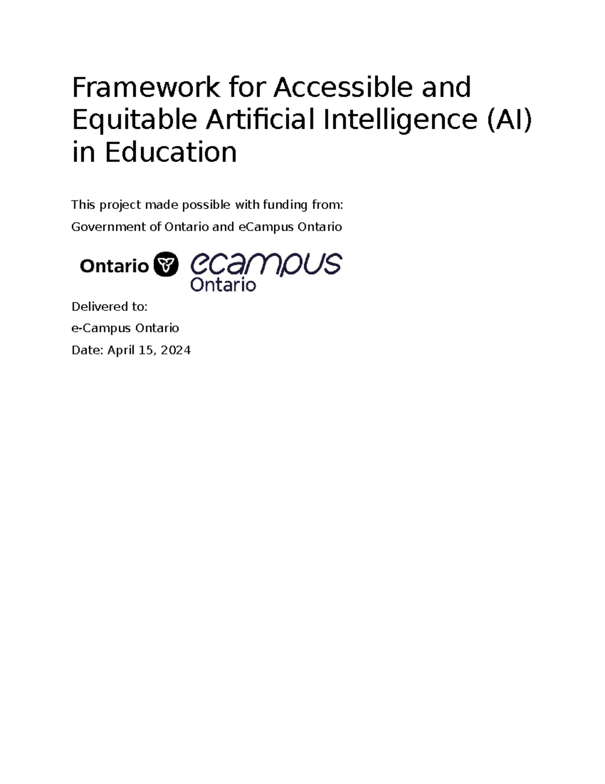 Framework for ai in education - Framework for Accessible and Equitable ...