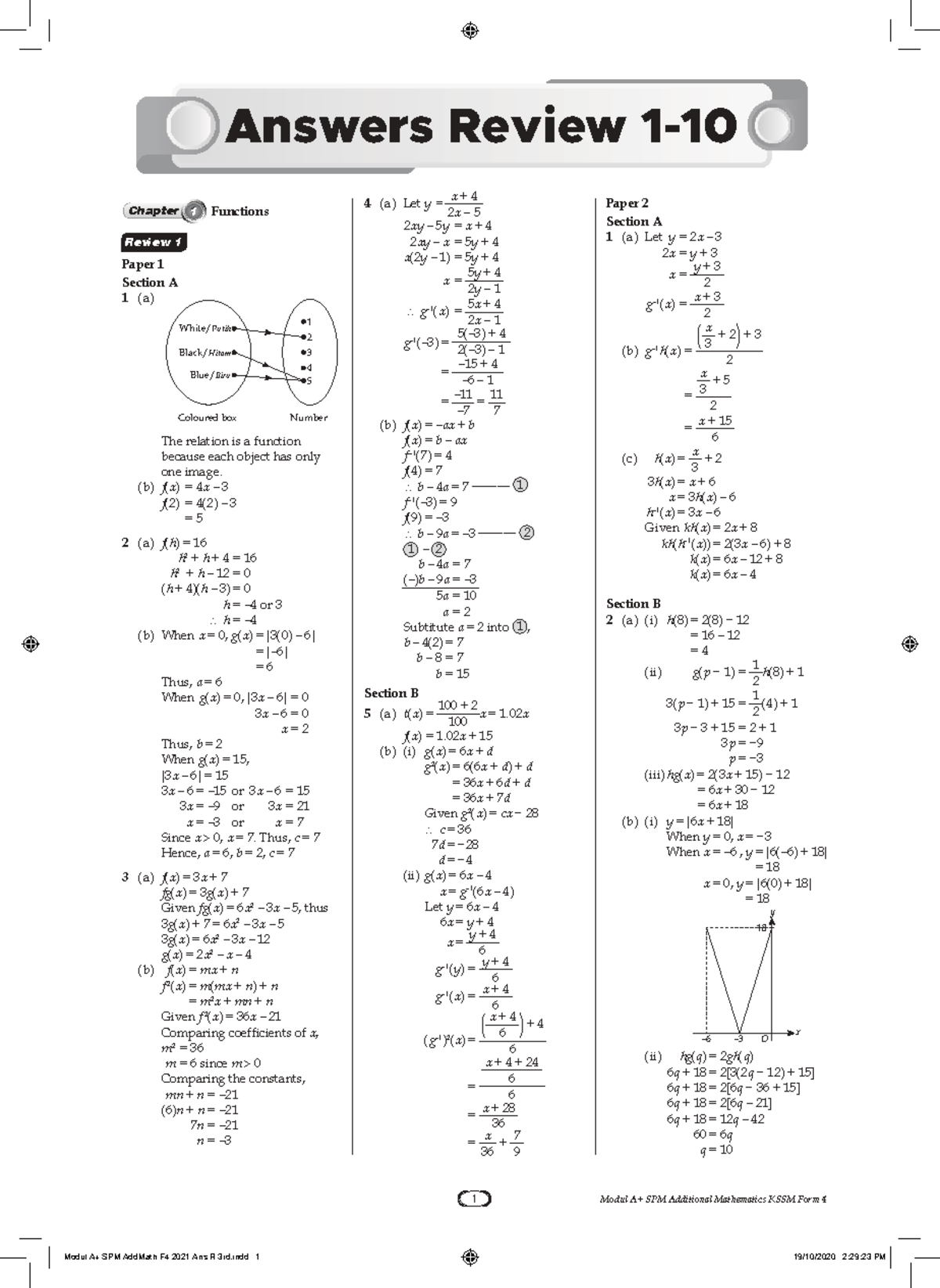 Modul A+ SPM Add Math F4 2021 Answers Review - Studocu