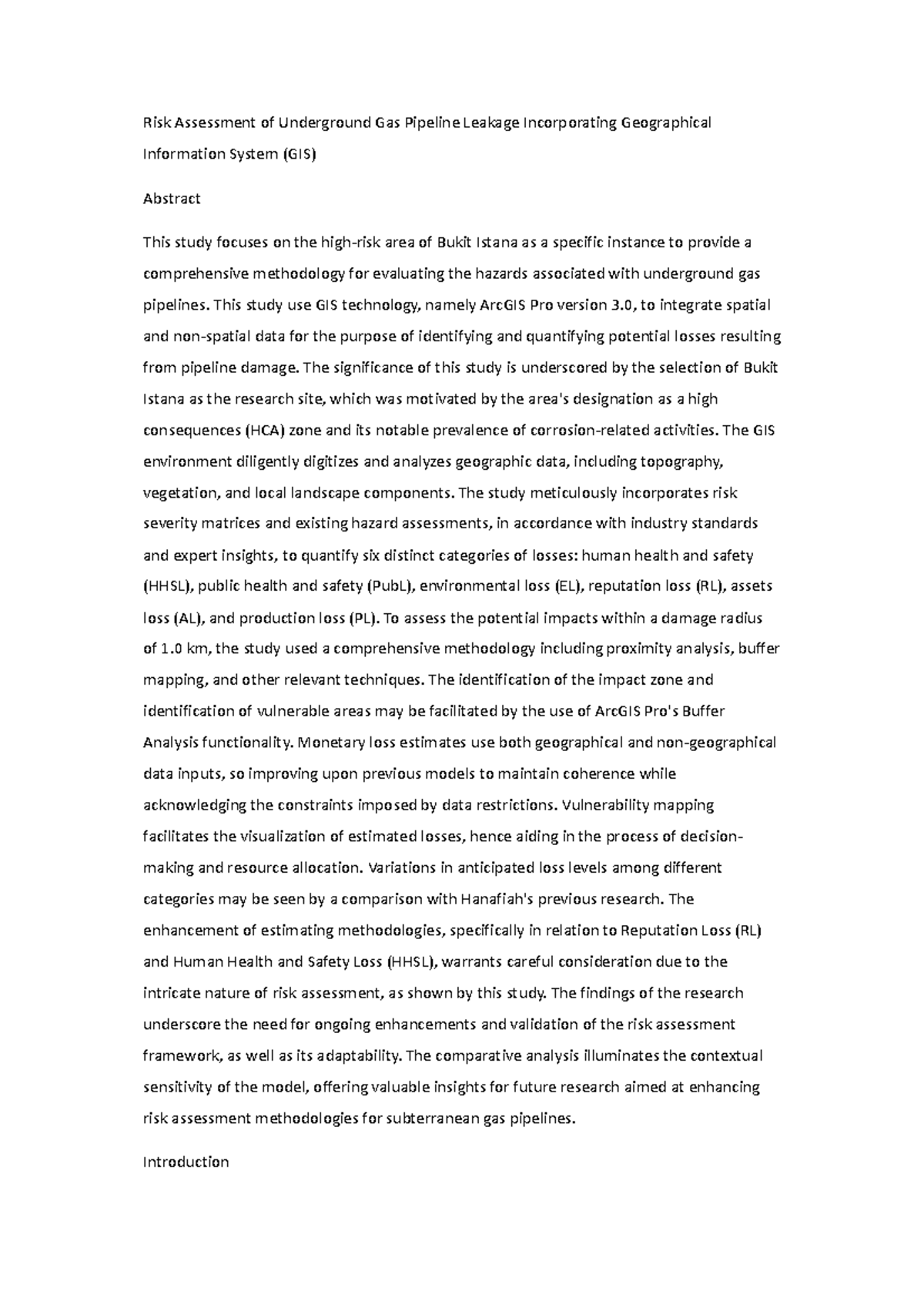 Doc 1 - Notes - Risk Assessment of Underground Gas Pipeline Leakage ...