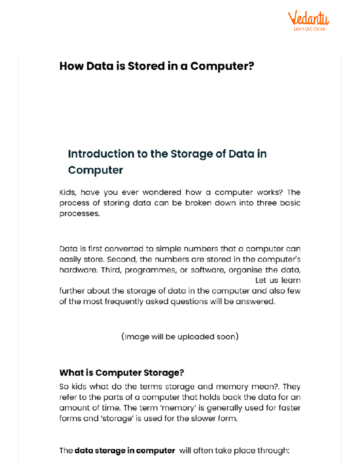 How Data is Stored in a Computer - Data is first converted to simple ...