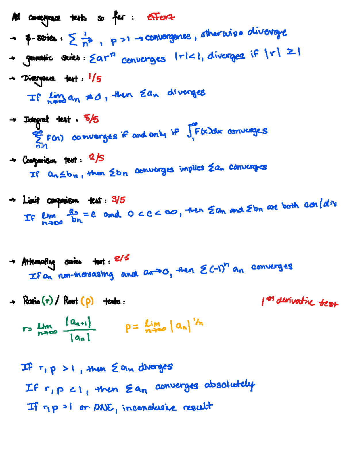 Convergence Tests Overview and Examples (MATH 101) - MA 16200 - All ...