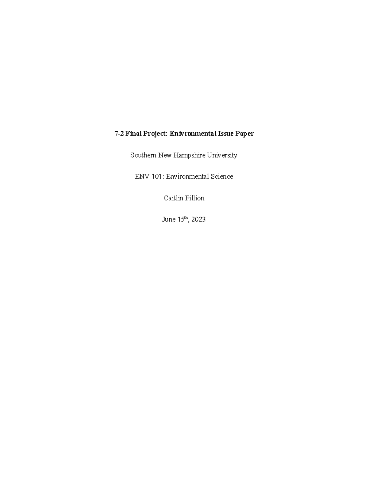 ENV 101 Final Project: Addressing PFAS in NH Water Supply Issues - Studocu
