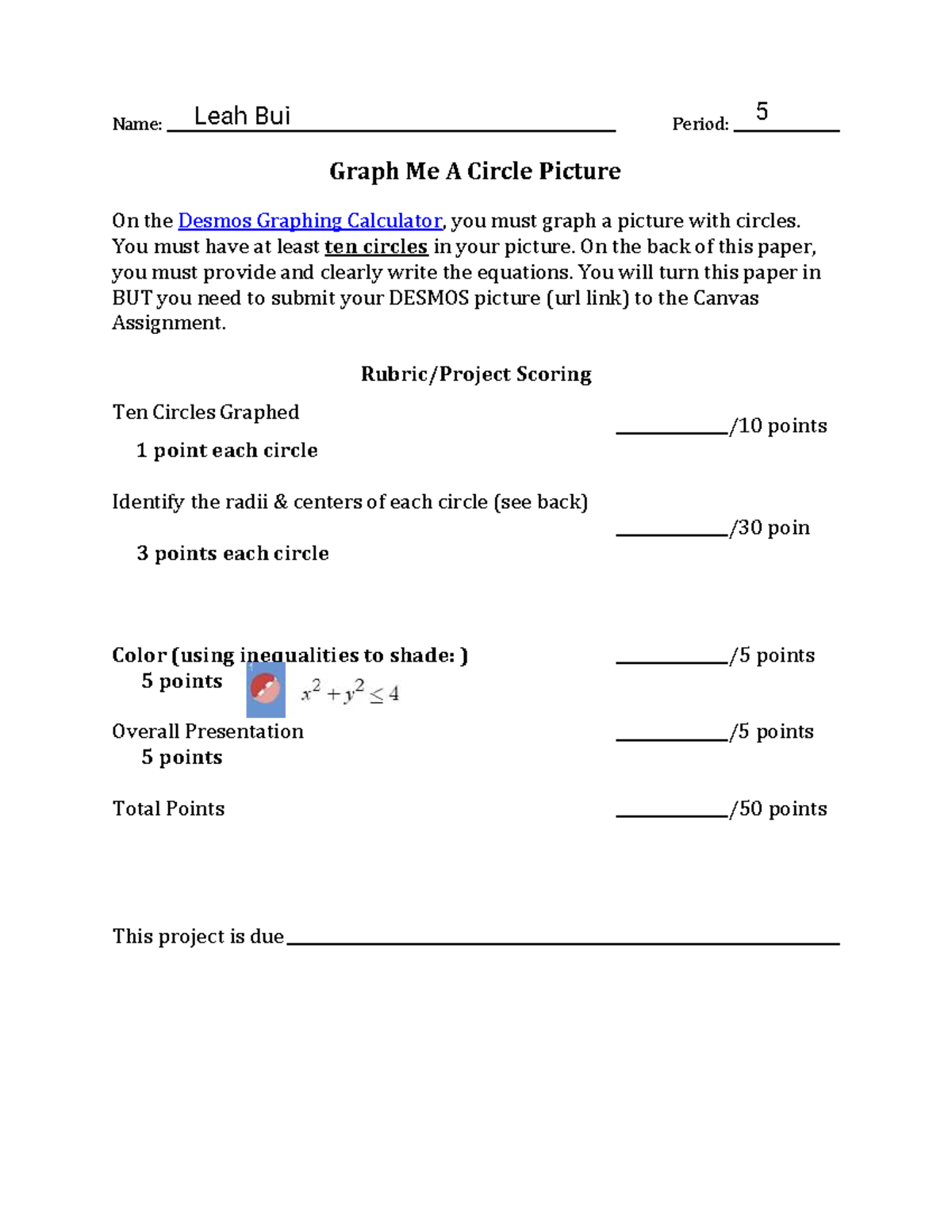 Desmos Circle Graph Project (25): Create a Circle Artwork with ...