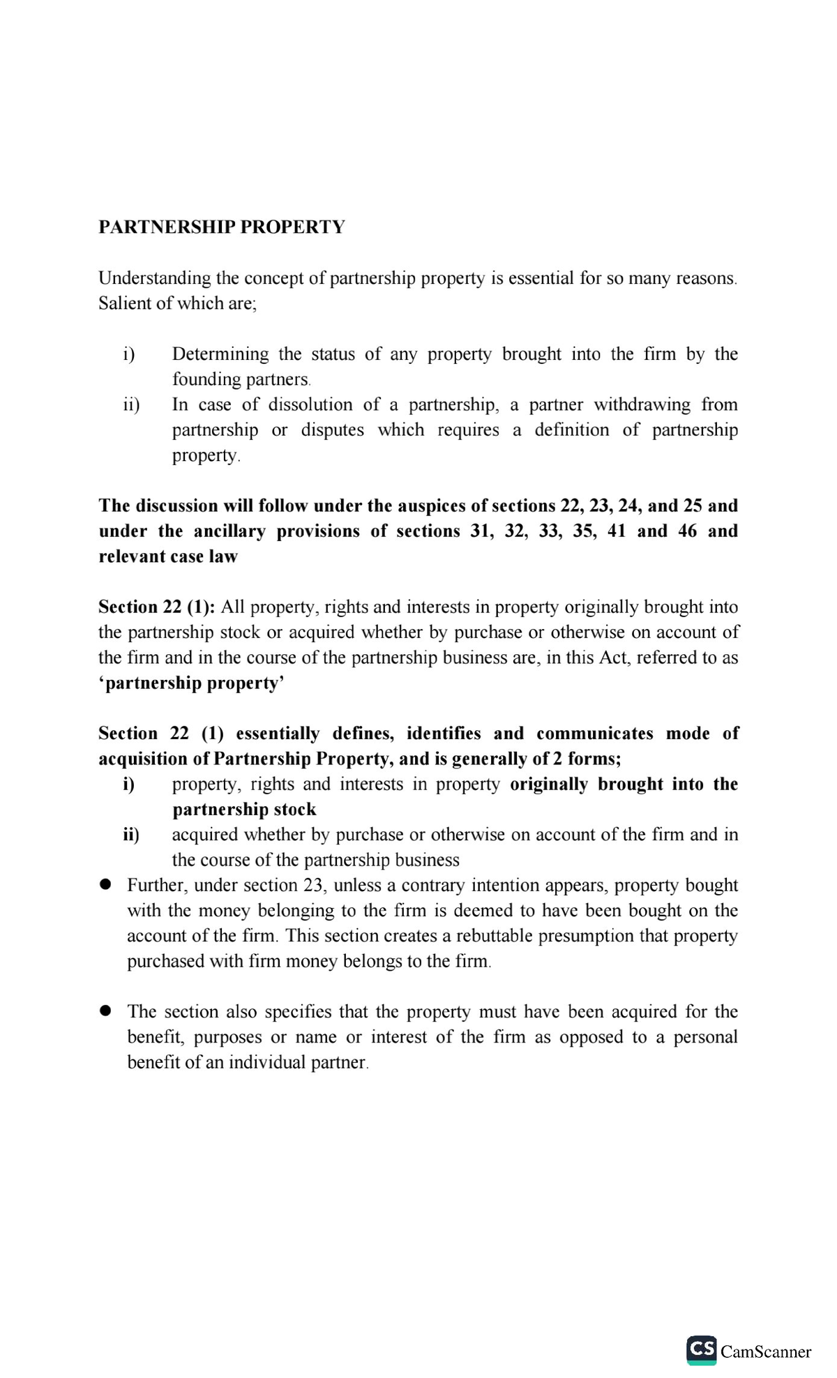 Partnership Property: Key Concepts and Case Law Analysis (LAW 101 ...