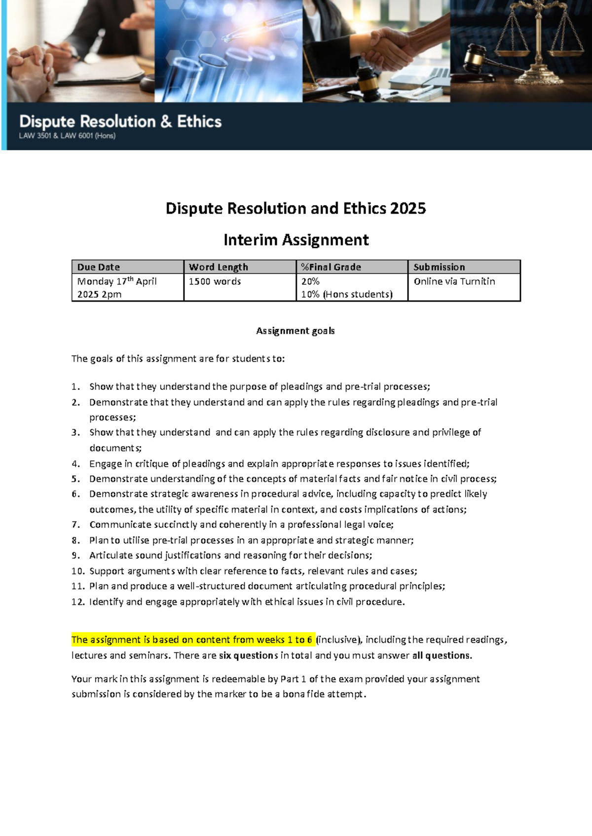 DRE 2025 Interim Assignment: Dispute Resolution & Ethics Analysis - Studocu