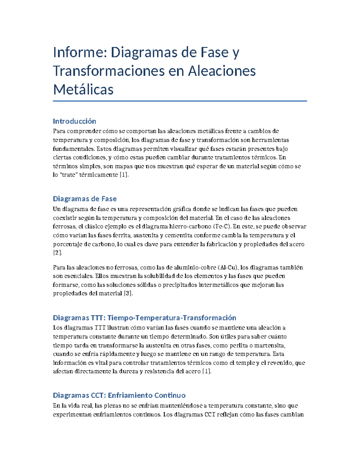 Informe: Diagramas de Fase y Transformaciones en Aleaciones Metálicas ...