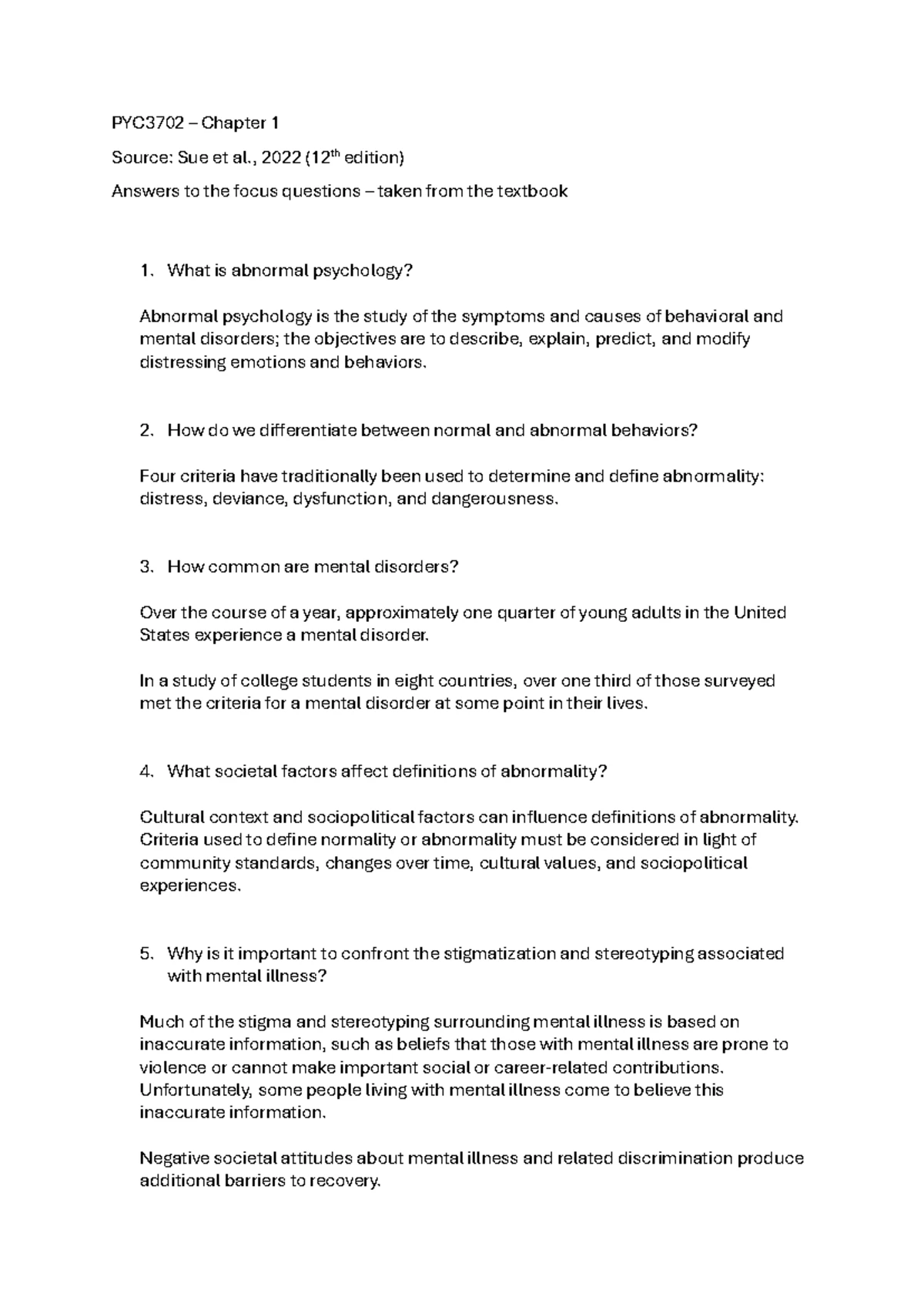 PYC3702 Chapter 3 Focus Questions & Answers from Sue et al., 2022 - Studocu