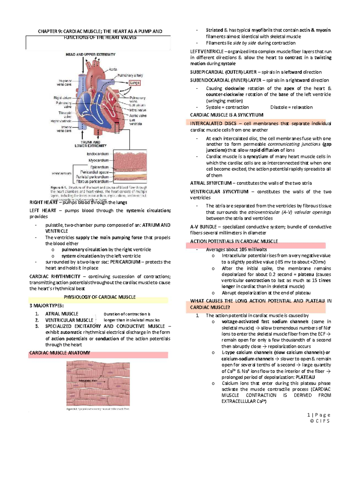 Chapter 9 Cardiac Muscle & Heart Function - Guyton and Hall - Studocu