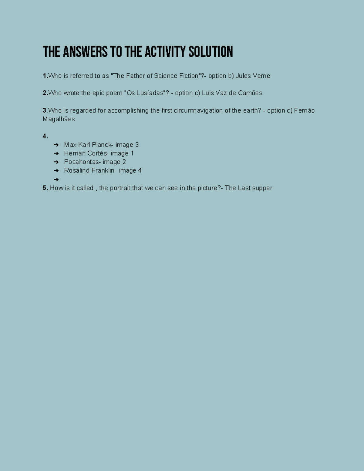 Answers- activity solution - the answers to the ACTIVITY SOLUTIOn 1 is ...