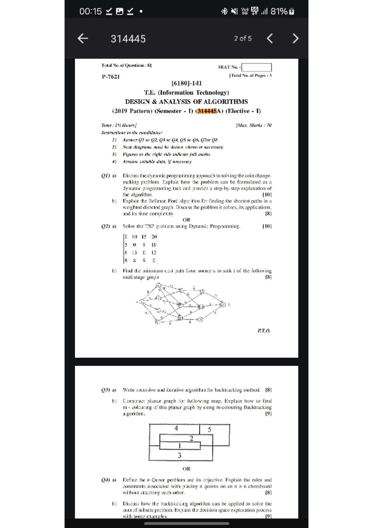 T.E. (IT) Design Analysis of Algorithms Nov-Dec 2023 Question Paper ...
