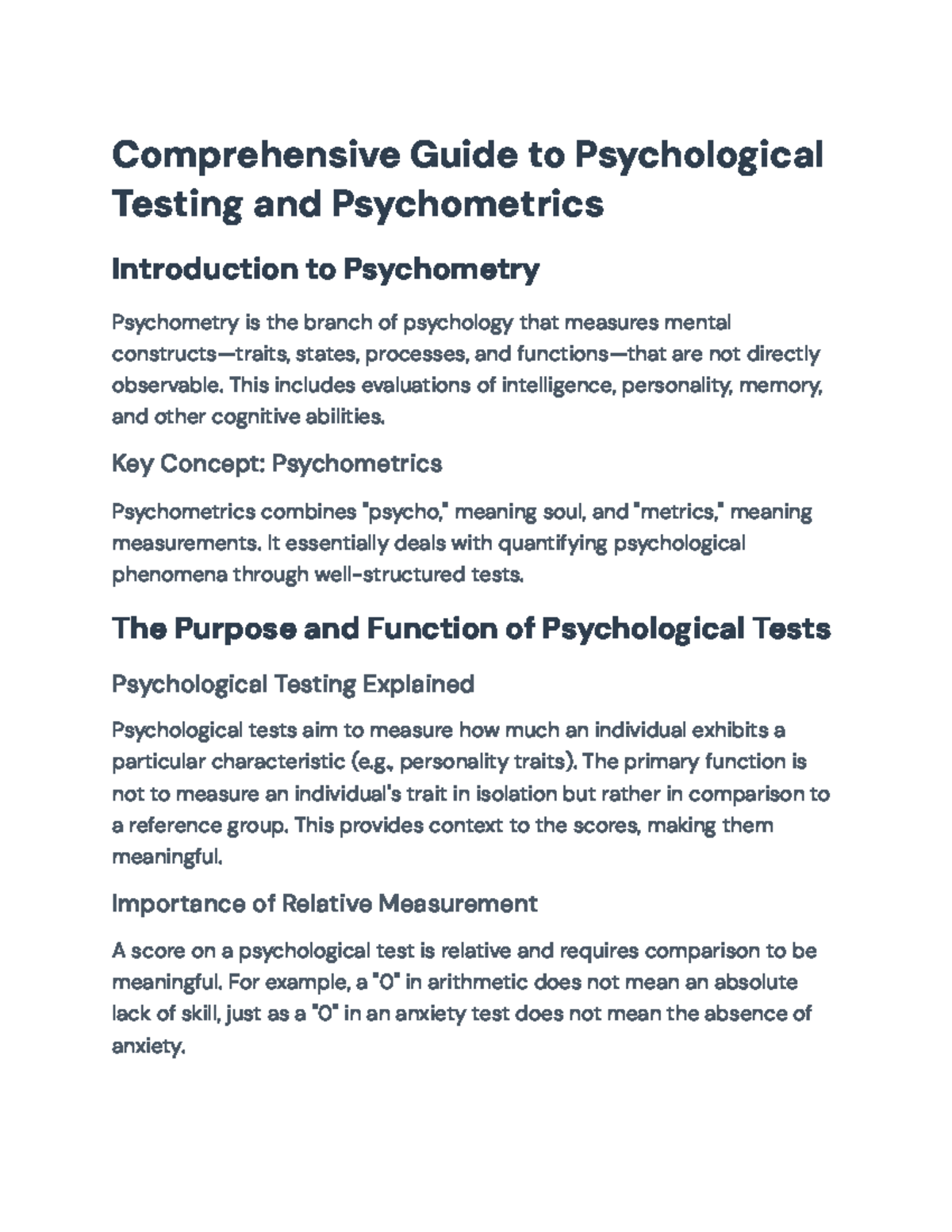 Comprehensive Guide to Psychometry: Testing & Evaluation Insights - Studocu