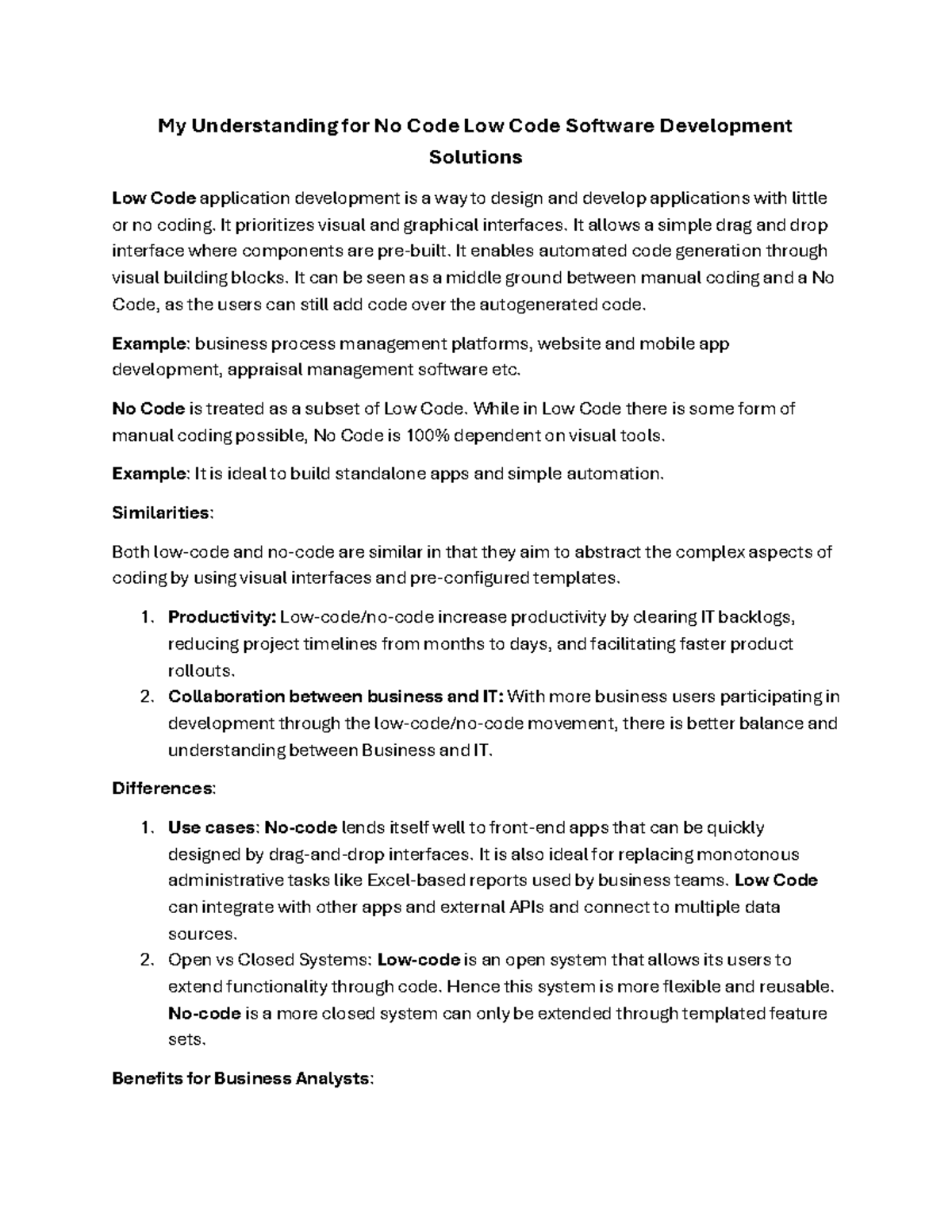 Understanding No Code & Low Code Development Solutions - Studocu