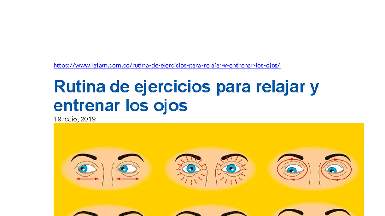 Ejercicios para Relajar y Entrenar los Ojos - Rutina 18 julio 2018 ...