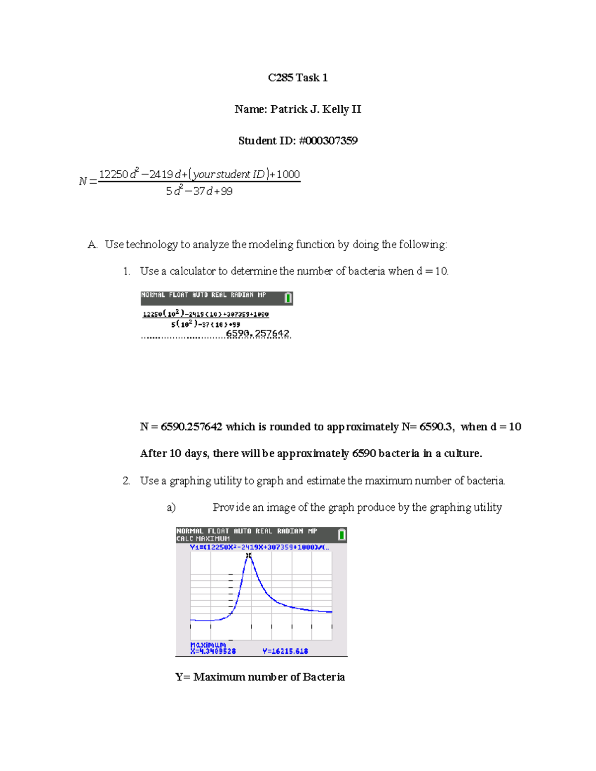 C285 Task 1 - Analyzing Bacterial Growth and Geometric Properties - Studocu