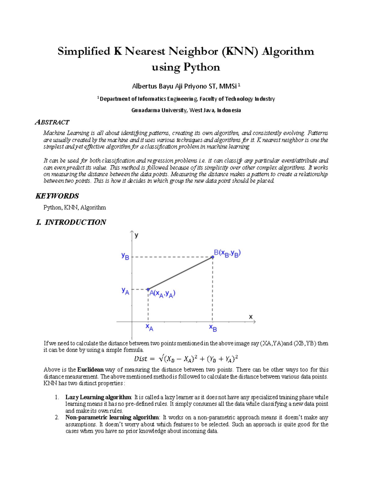 KNN Algorithm Simplified for Machine Learning in Python - INF 101 - Studocu