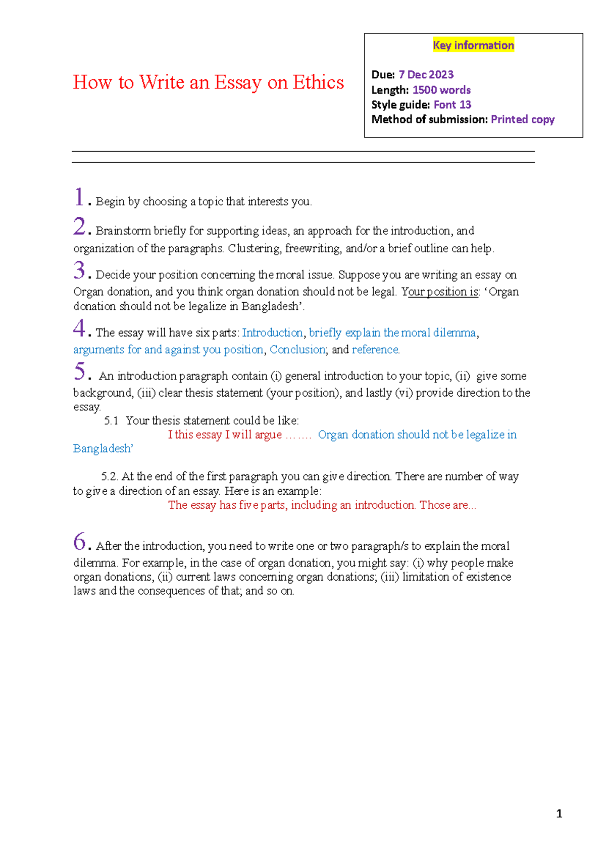 How to Write an Essay on Ethics (ENG 101) - Guidelines & Tips - Studocu