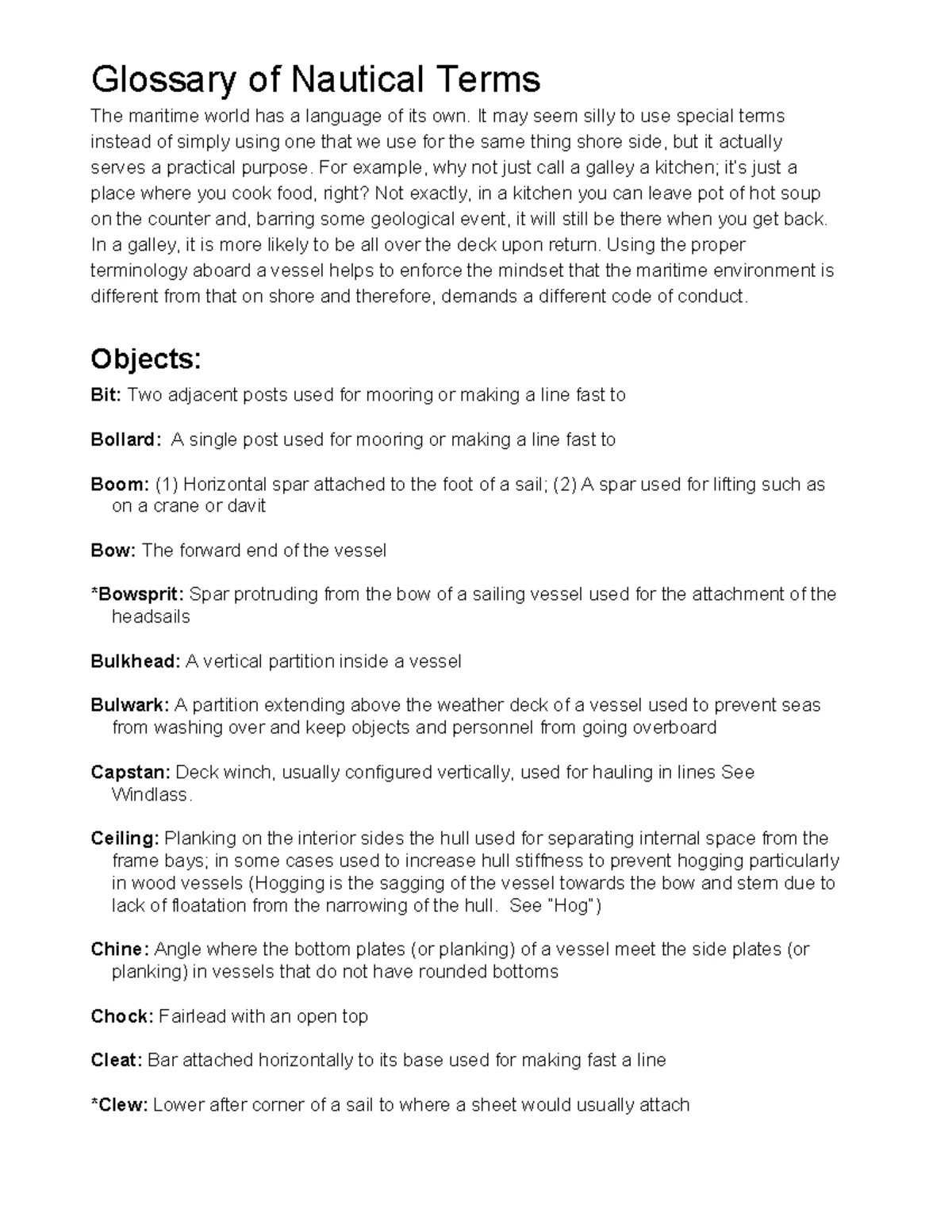 Glossary of Ship and Boat Building Terms - O.E. Reference Document ...