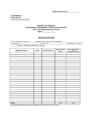 DAR LUC FORM F - Field Investigation Report for Land Use Assessment ...