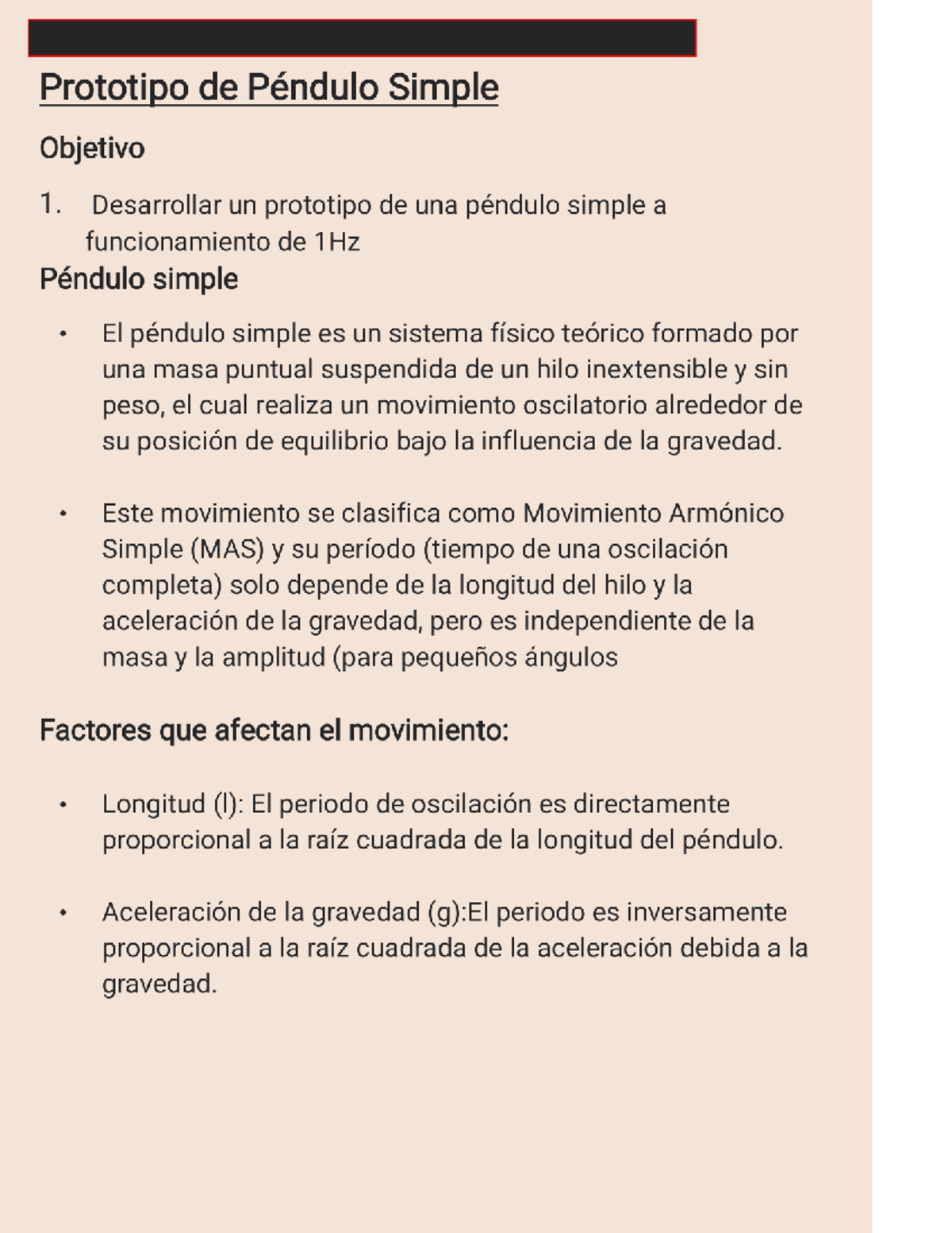 Act LFJH 003 - Prototipo de Péndulo Simple a 1Hz - Studocu