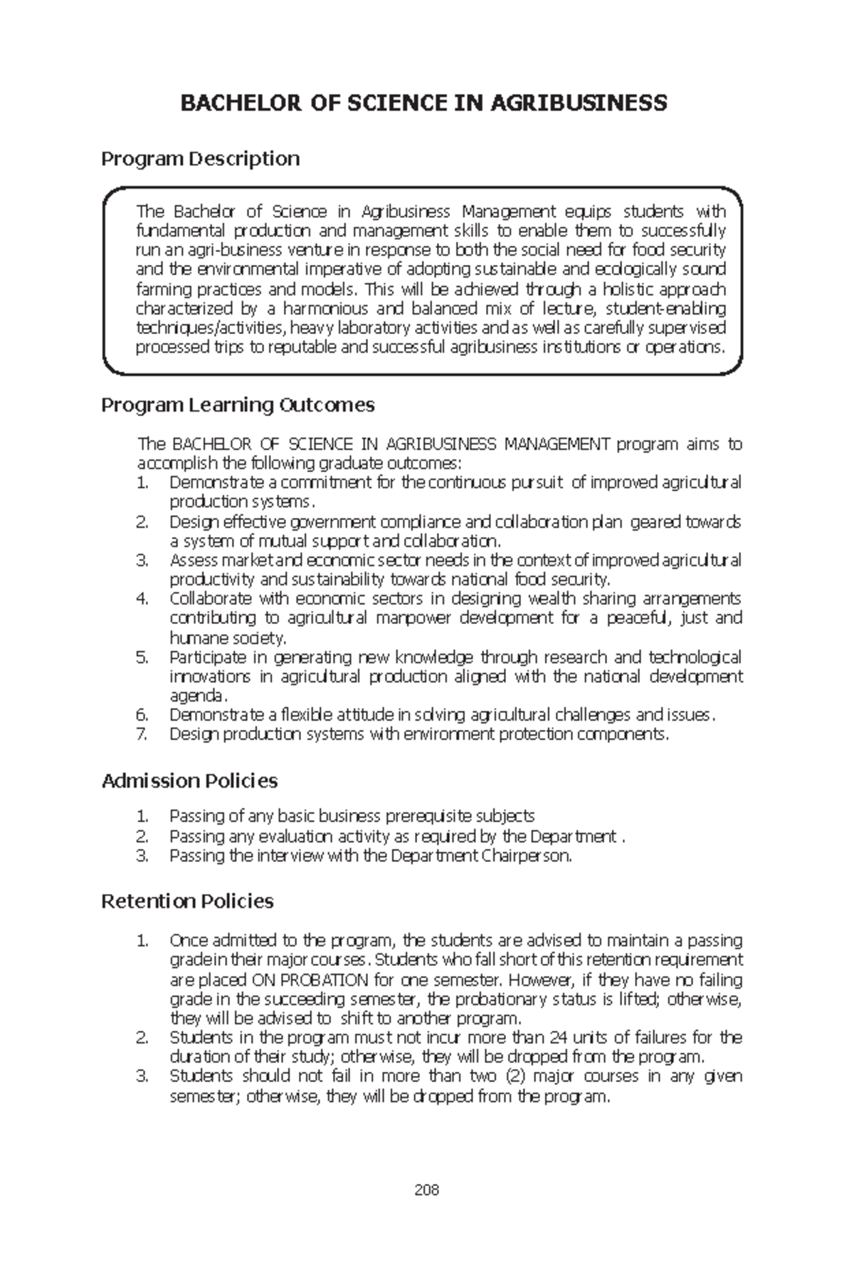 Agribusiness - good - BACHELOR OF SCIENCE IN AGRIBUSINESS Program ...