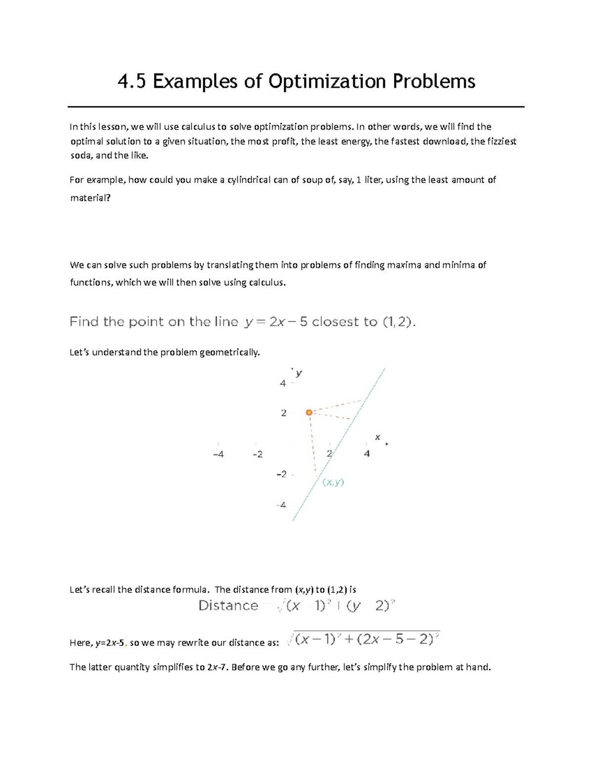 4.5 Examples of Optimization Problems - In other words, we will find ...