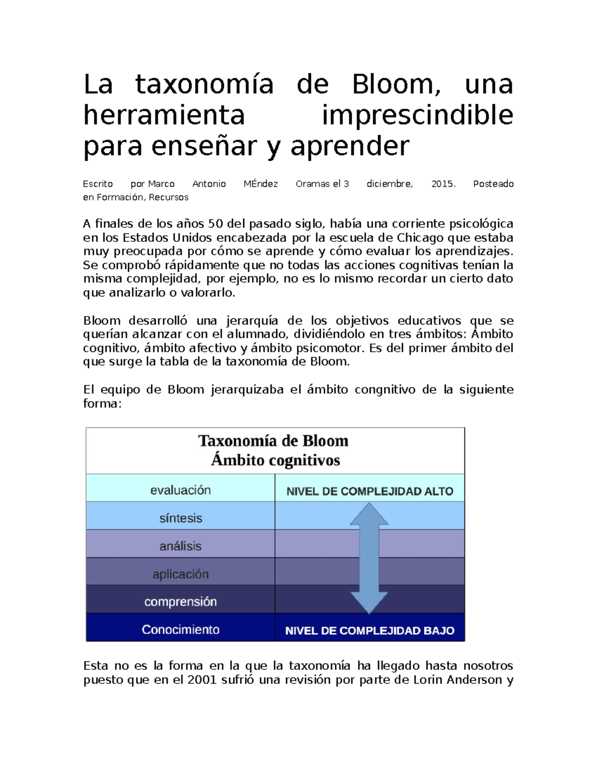 La taxonomía de Bloom - apuntes - La taxonomía de Bloom, una ...