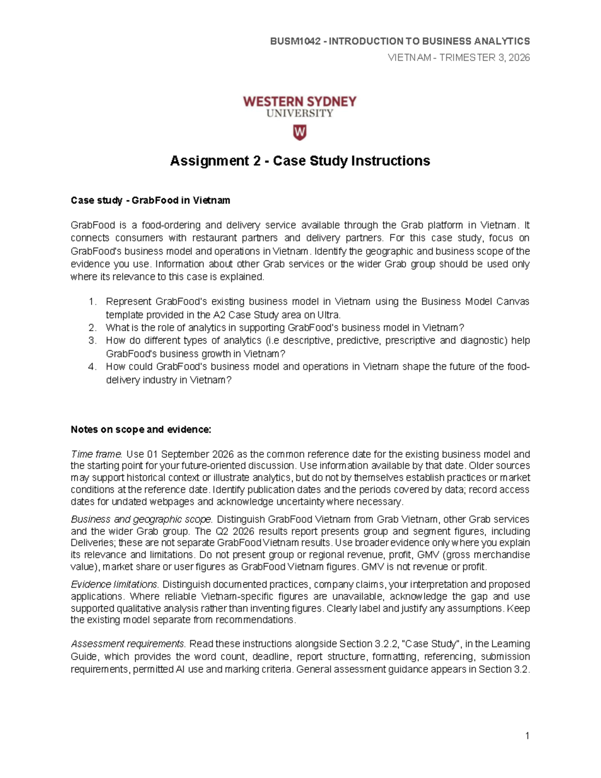 BUSM1042 A2 Case Study: GrabFood Business Model in Vietnam - Studocu