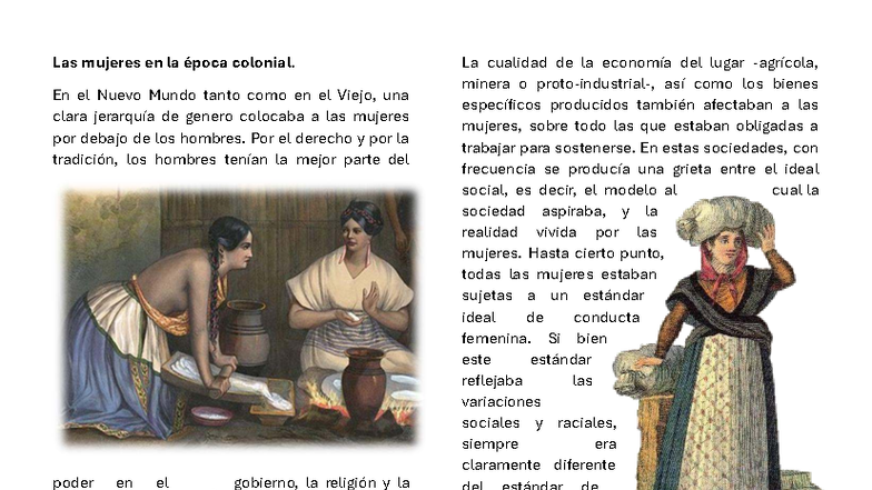 Las mujeres en la época colonial: Un Análisis de Género y Jerarquías ...