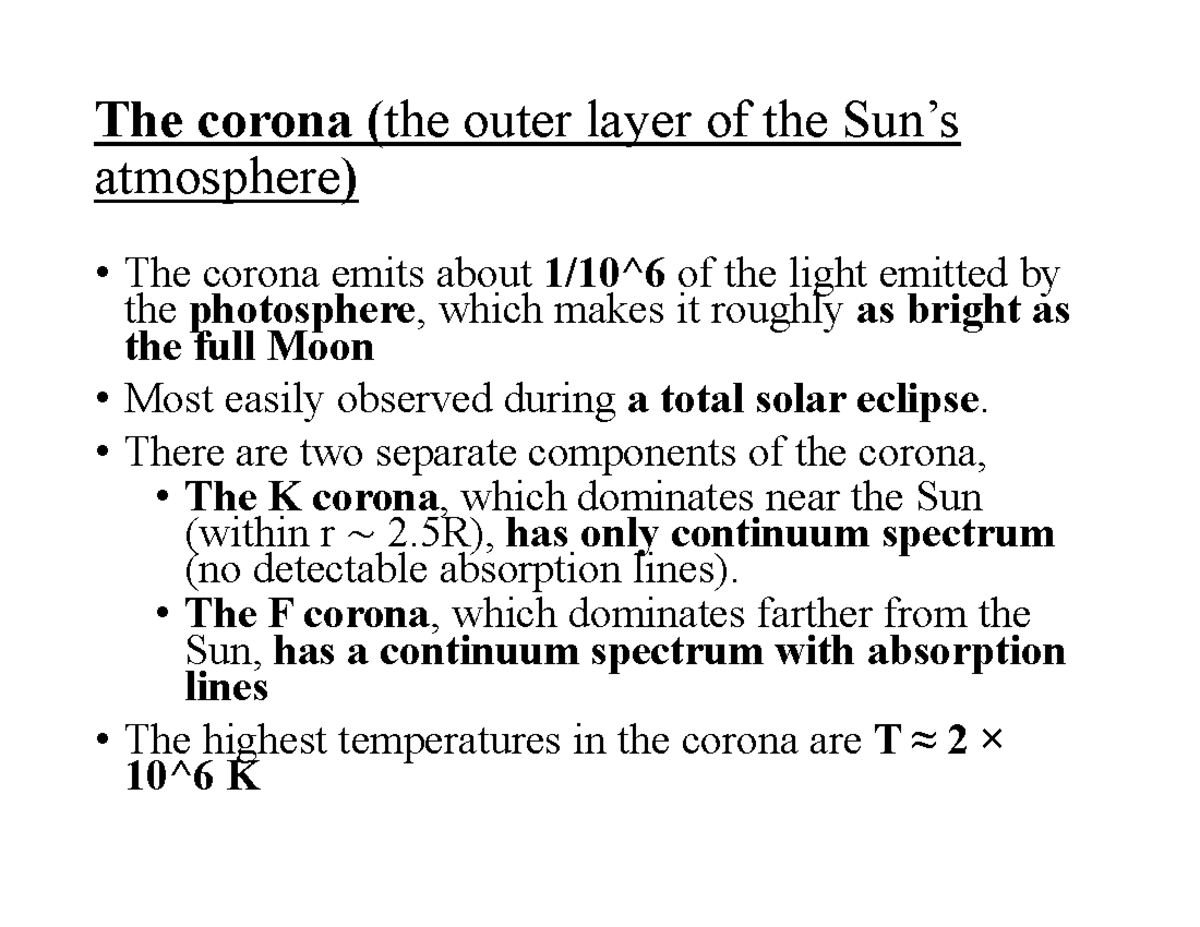 Solar Physics: EEE Final Exam Notes on Solar Wind and Activity - The ...