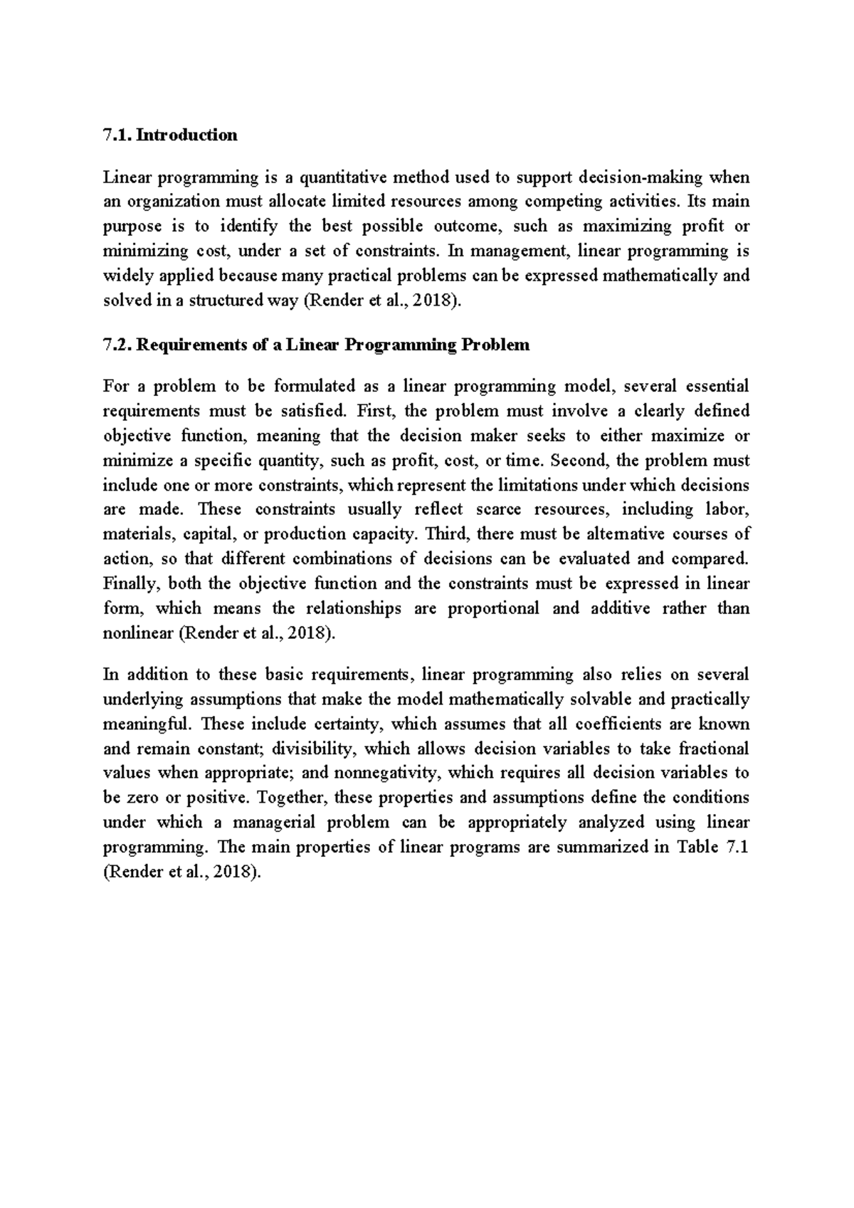 Linear Programming: Concepts and Formulation (Course Code: 7.1) - Studocu