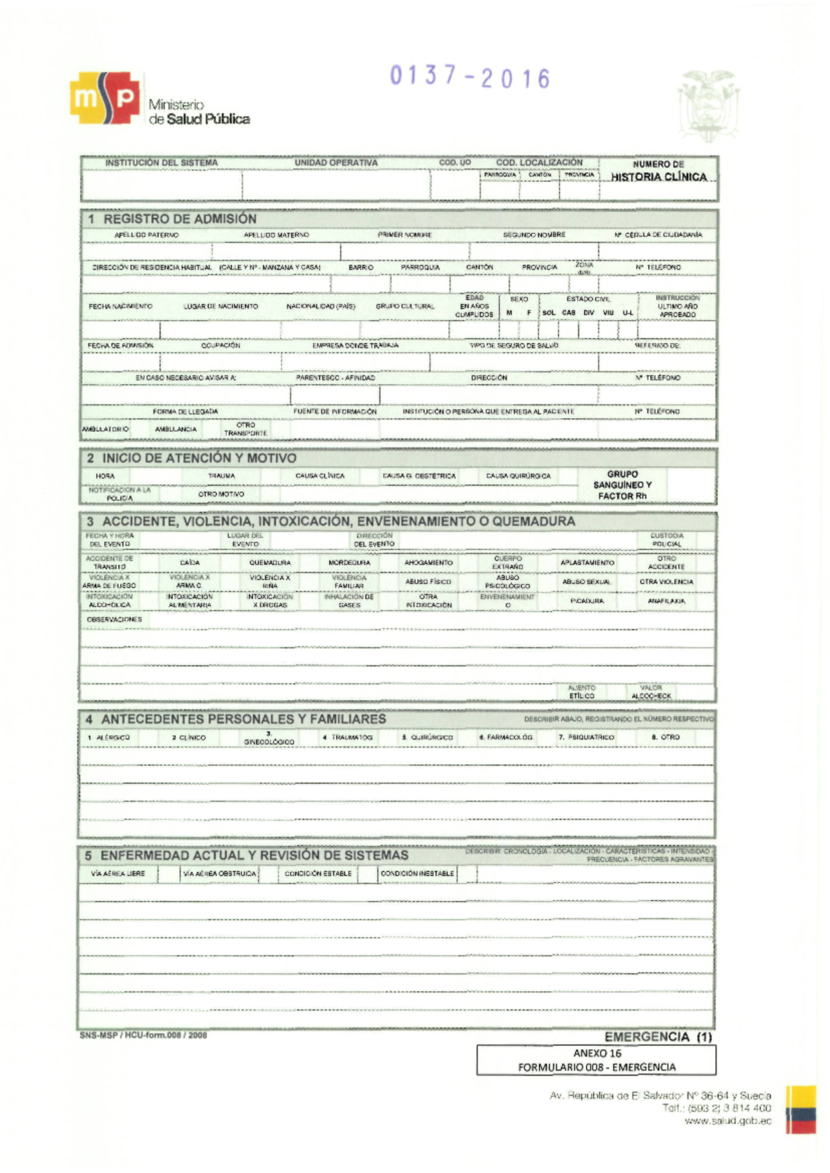 Form 008 msp - FORMA 008 - Av. Repl)blica de El Salvador N